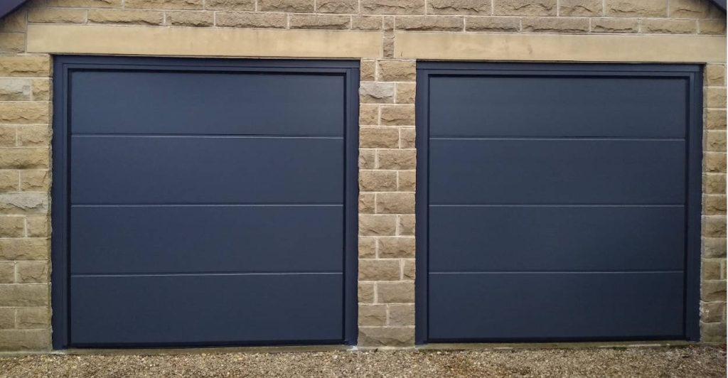 Twin Grey Sectional Garage Doors